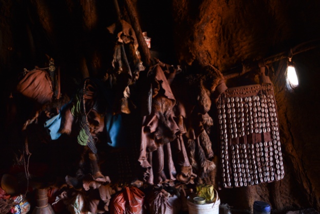 Himbas closet in her mud hut
